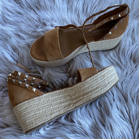 Marc Fisher Jazlyn Espadrille Strappy Studded Wrap Wedge Heel Sandals 8 - Picture 10 of 10
